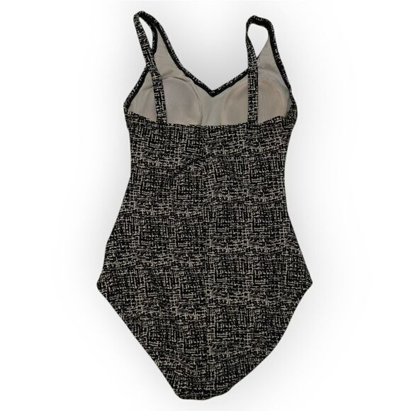 Speedo Black White print One Piece Swimsuit SZ 6 - Picture 4 of 5